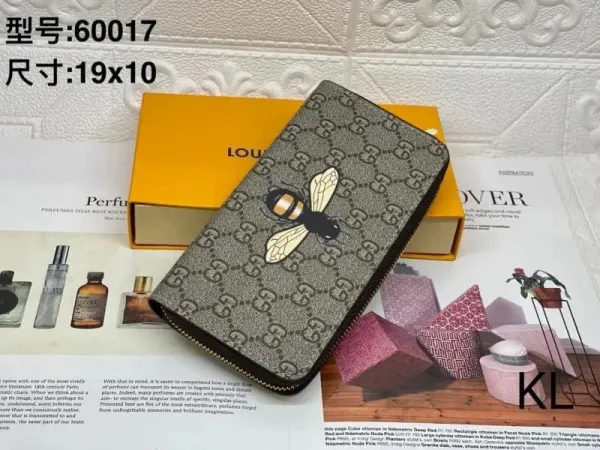 Gucci GG Marmont Bee Embroidered Long Wallet Gray - 1
