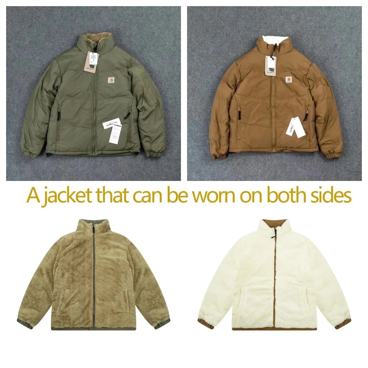 Carhartt Olive/Brown Reversible Puffer Jacket