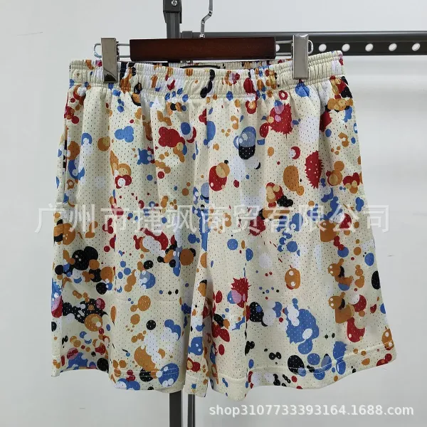 Design Abstract Print Mesh Shorts Multicolor Shorts - 1