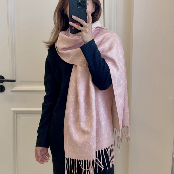 Gucci GG Marmont Cashmere Scarf Beige - 6