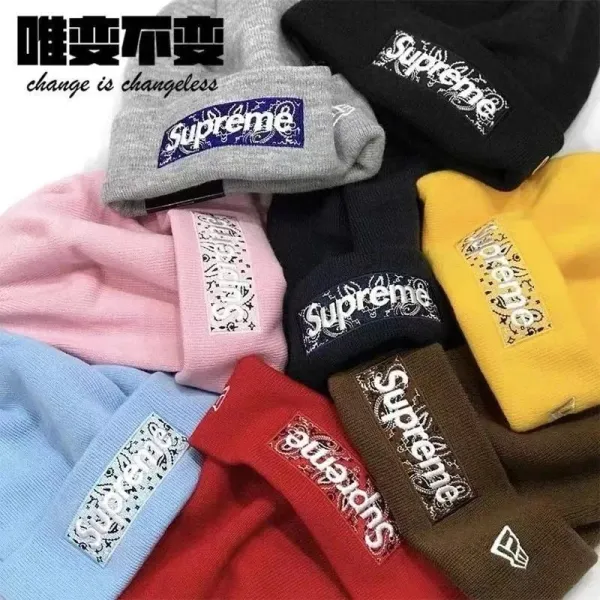 Supreme x New Era Bandana Box Logo Beanie Brown - 4