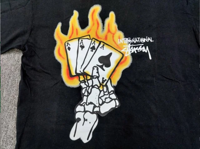 Stüssy T-Shirts Flaming Ace Cards Graphic product detail image 4