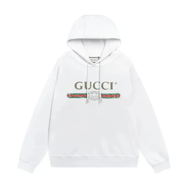 Gucci GG Logo Stripe Hoodie White - 1