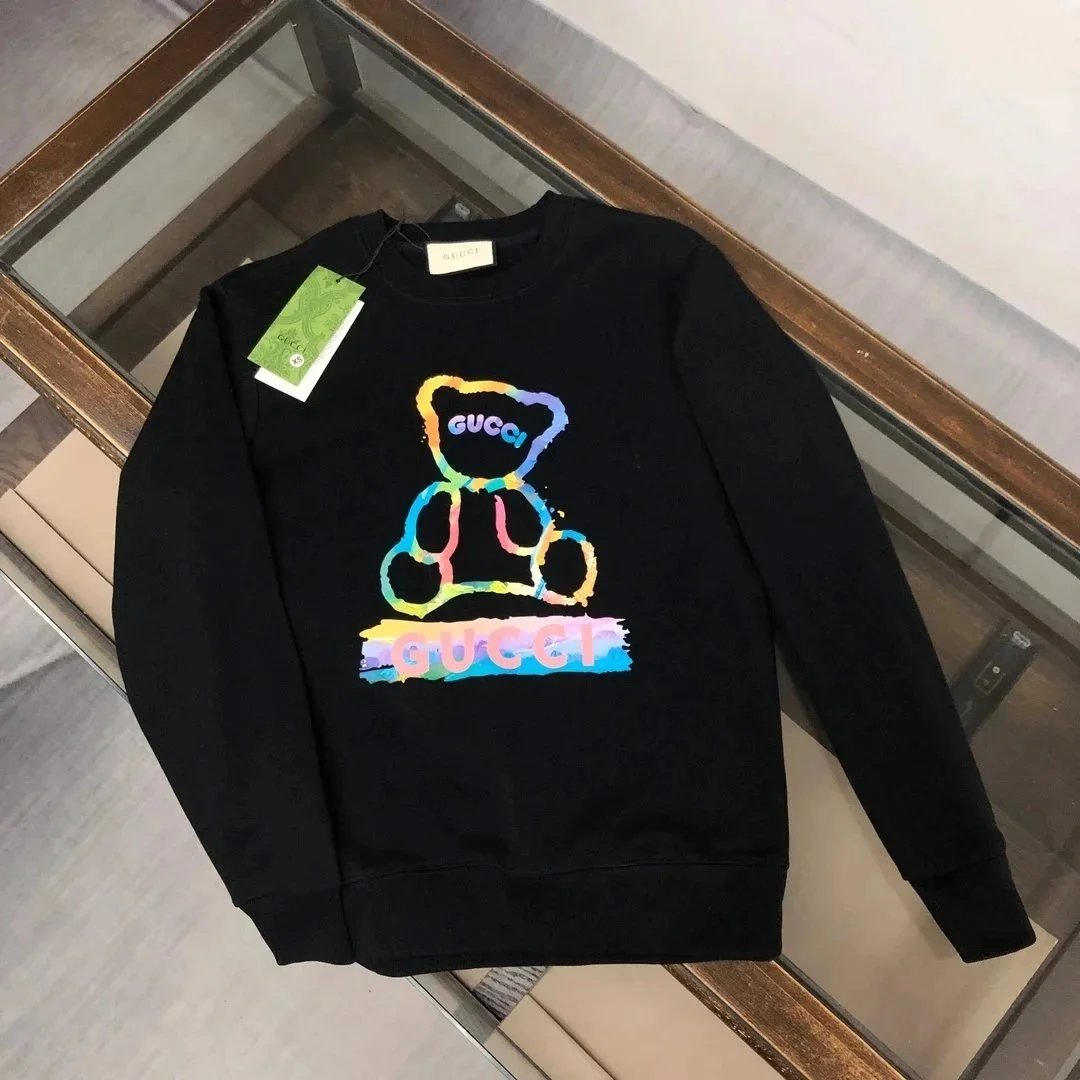 Gucci Rainbow Bear Graphic Hoodie Black - 1