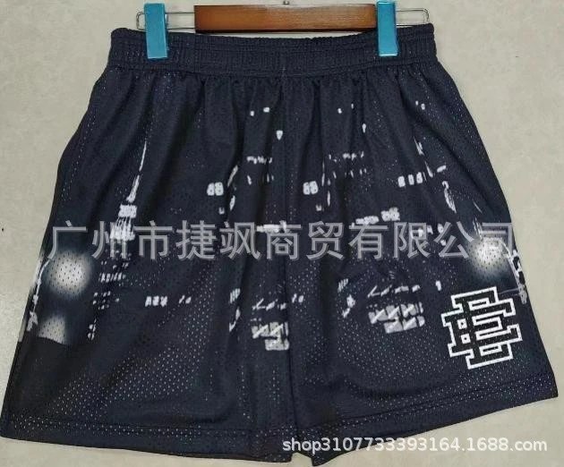 Design Graphic Print Mesh Shorts Navy - 1
