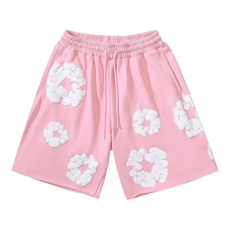 Design Floral Appliqué Pink Sweatshorts