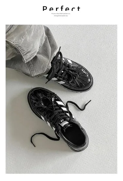 Adidas Originals Superstar Platform Patent Black White Sneakers - 9
