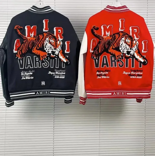 Amiri Tiger Varsity Jacket Black and Red - 1