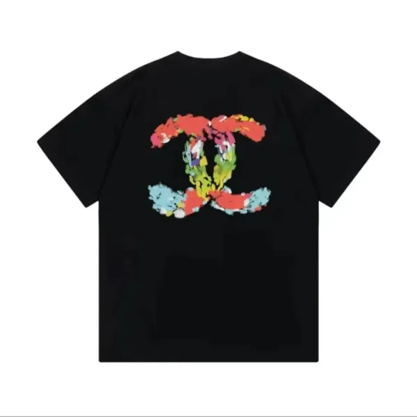 Chanel CC Logo Paint Splatter Black T-Shirt - 1