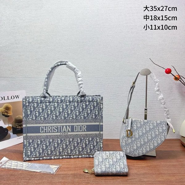 Dior Book Tote and Saddle Bag Set in Oblique Print Gray Handbags Tote Bag product listing in Litbuy spreadsheet finds
