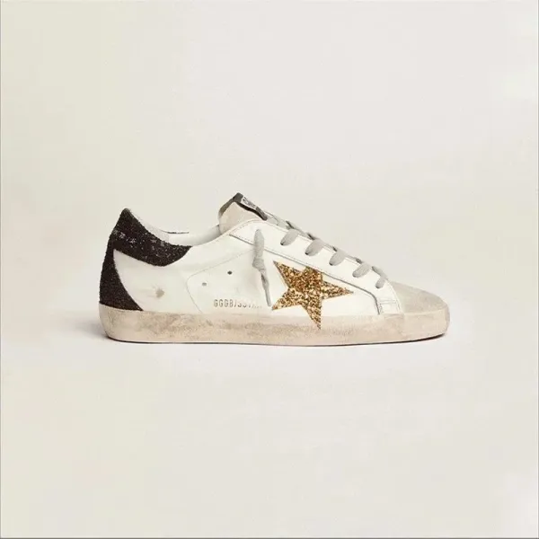 Golden Goose Superstar Glitter Star White Sneakers - 9