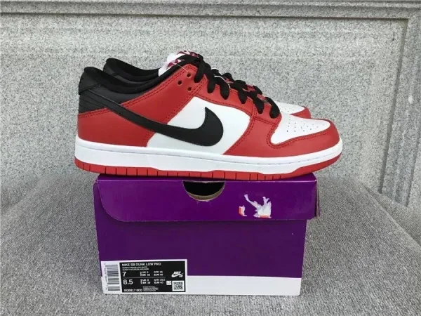 Nike SB Dunk Low Pro Red/White/Black Skateboard Shoes - 1