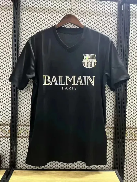 Balmain x FC Barcelona Black V-Neck Jersey - 1