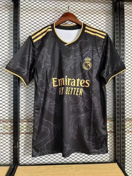 Real Madrid x Adidas Dragon Print Third Jersey Black - 1