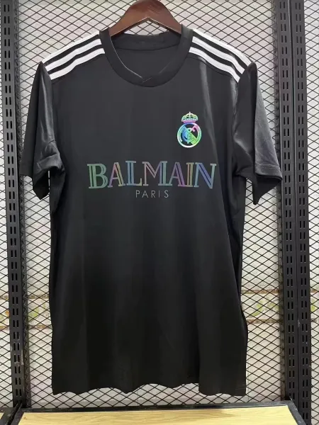 Balmain x Real Madrid Collaboration Holographic Logo T-Shirt Black - 1