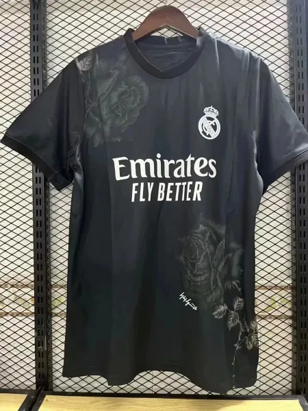 Real Madrid x Off-White Rose Print Jersey Black T-Shirt - 1
