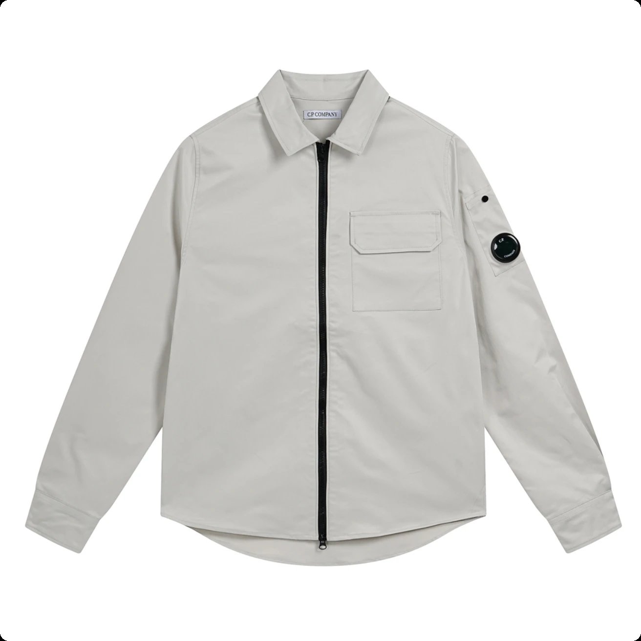 CP Company CP Company Light Grey Zip-Up Shirt Jacket Grey