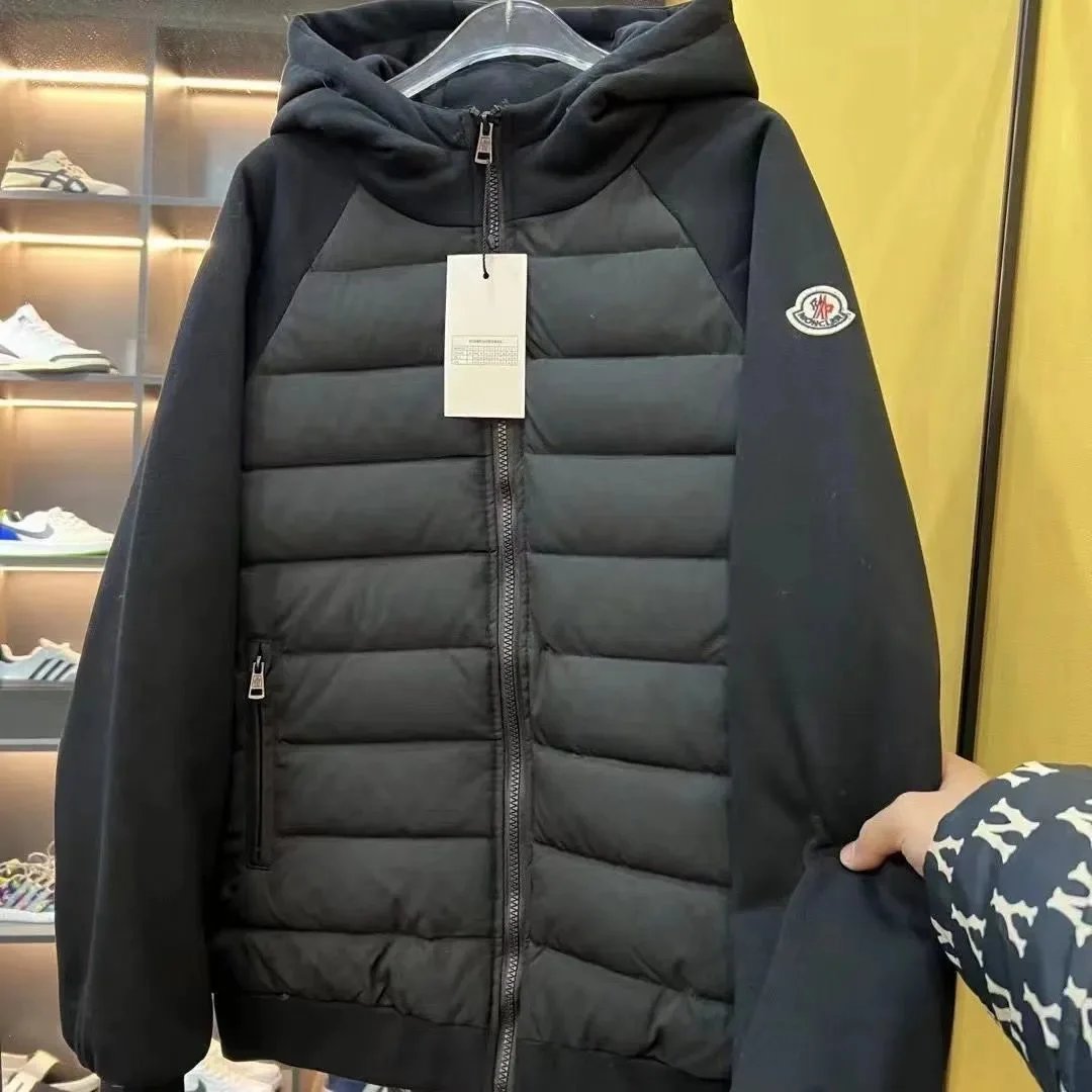 蒙mkl宽松拼接棉服简约保暖百搭休闲连帽外套夹克： - 135049