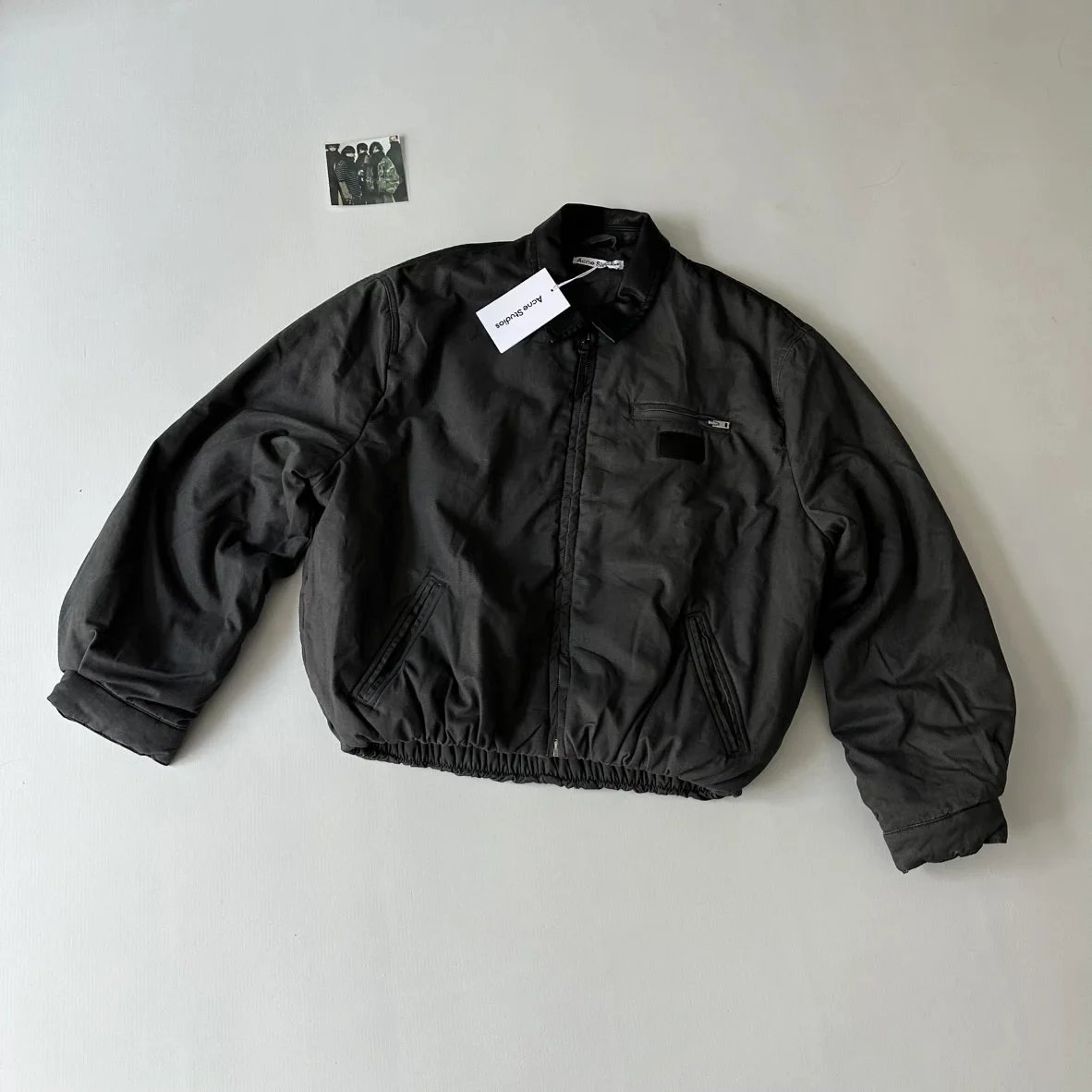 25FWACN字母徽标皮领夹棉休闲夹克棉服短宽剪裁 - 135842