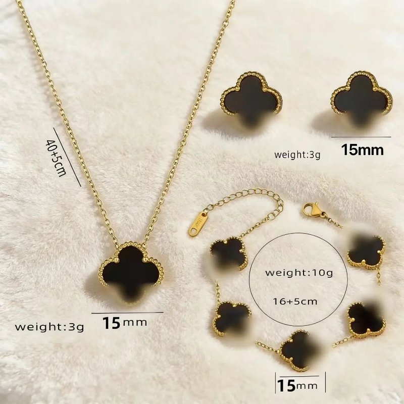 Van Cleef Alhambra Necklace Set Black