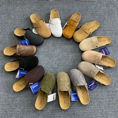 Metal buckle outer half bag leather half slippers - correct version