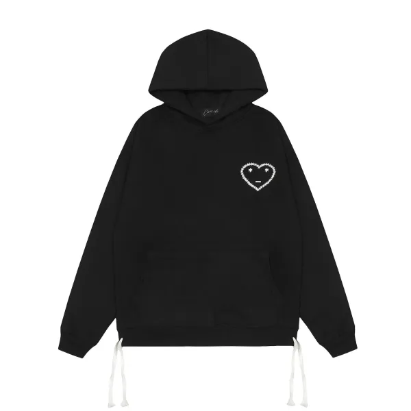 Cavside Heart Embroidery Black Hoodie - 1