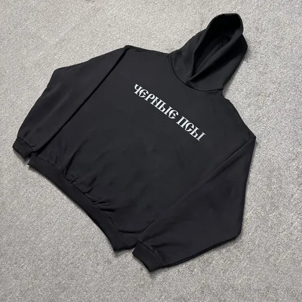 Black Cyrillic Graphic Hoodie - 1