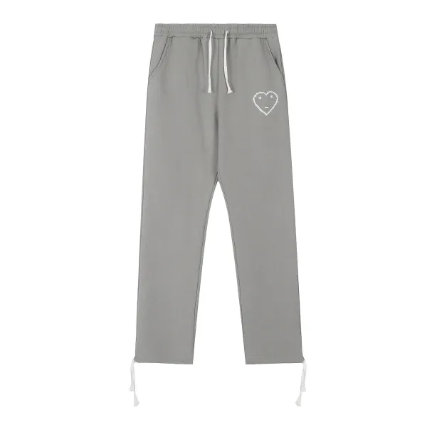 Play Comme des Garçons Heart Embroidered Gray Sweatpants - 1