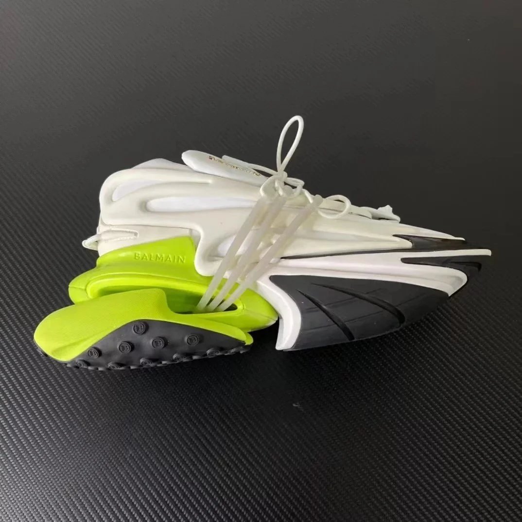 Balmain Paradox Sneakers Lime Green White Black Chunky Sneakers