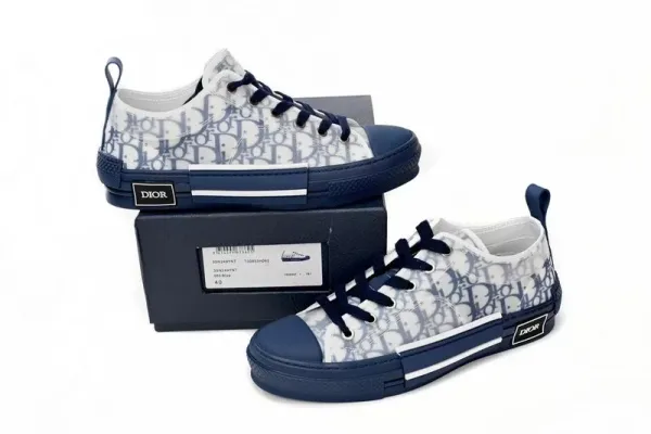 Dior B23 Oblique Print Navy and White Sneakers - 1