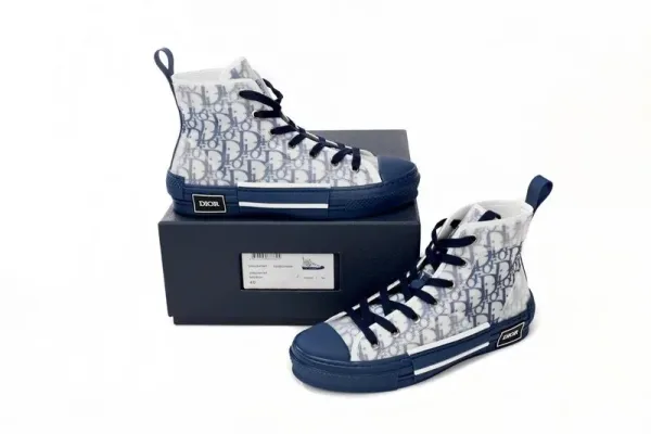 Dior B23 Oblique High-Top Sneakers Navy and White - 1