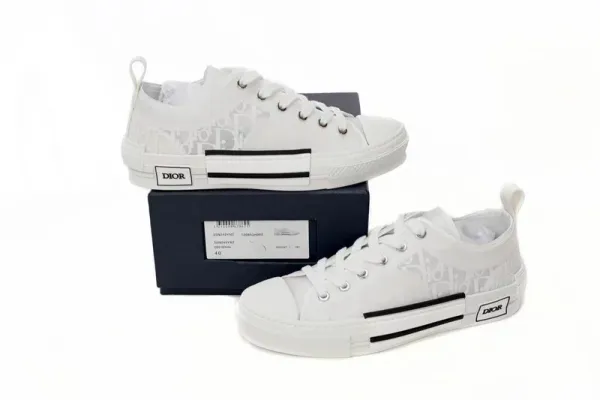 Dior B23 Low White Oblique Print Sneakers - 1