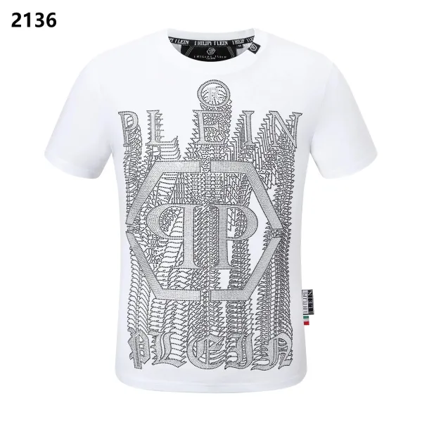 Philipp Plein Crystal-Embellished PP Logo T-Shirt White - 1