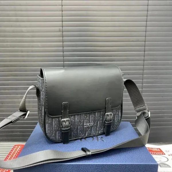 Dior Oblique Saddle Bag Black and Gray Monogram Crossbody Bag - 1