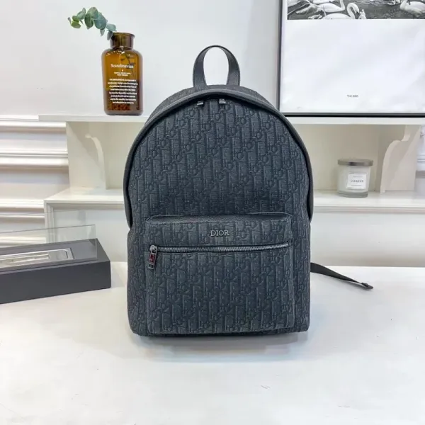 Dior Oblique Monogram Dark Gray Backpack - 1