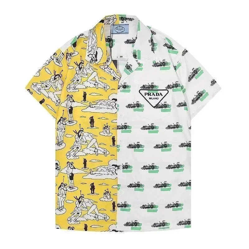 Prada Shirts Short-Sleeve Printed Button-Up Shirt — 21