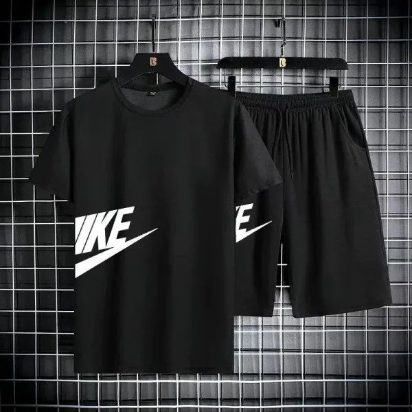 Nike Swoosh Logo Black Casual Set T-Shirt and Shorts - 1