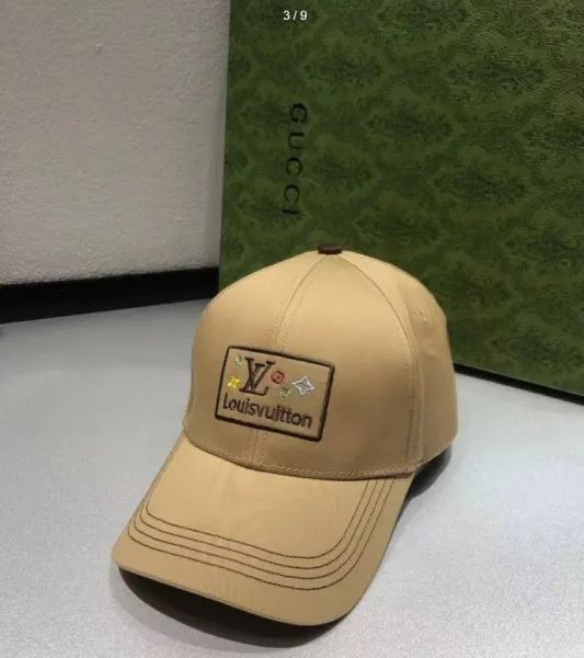 Louis Vuitton Patch Logo Baseball Cap Black White Beige - 10