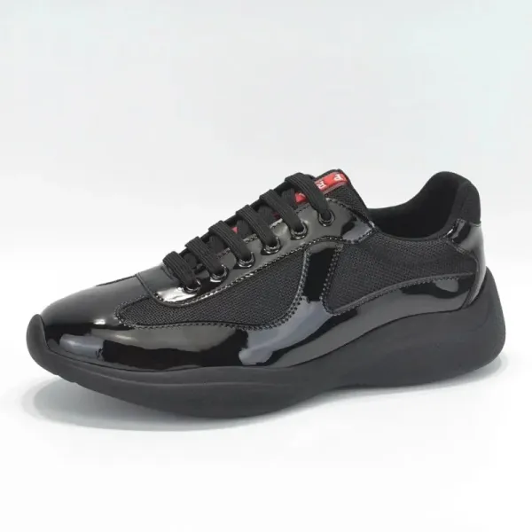 Prada Linea Rossa Nylon and Patent Leather Sneakers Black with Red Accent - 11