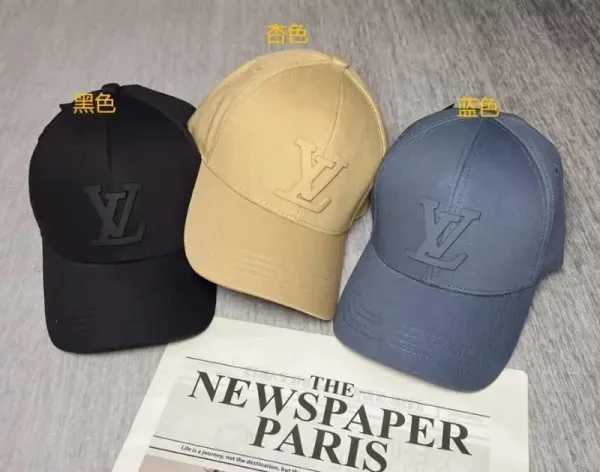 Louis Vuitton Embossed LV Baseball Cap Black Beige Blue - 1