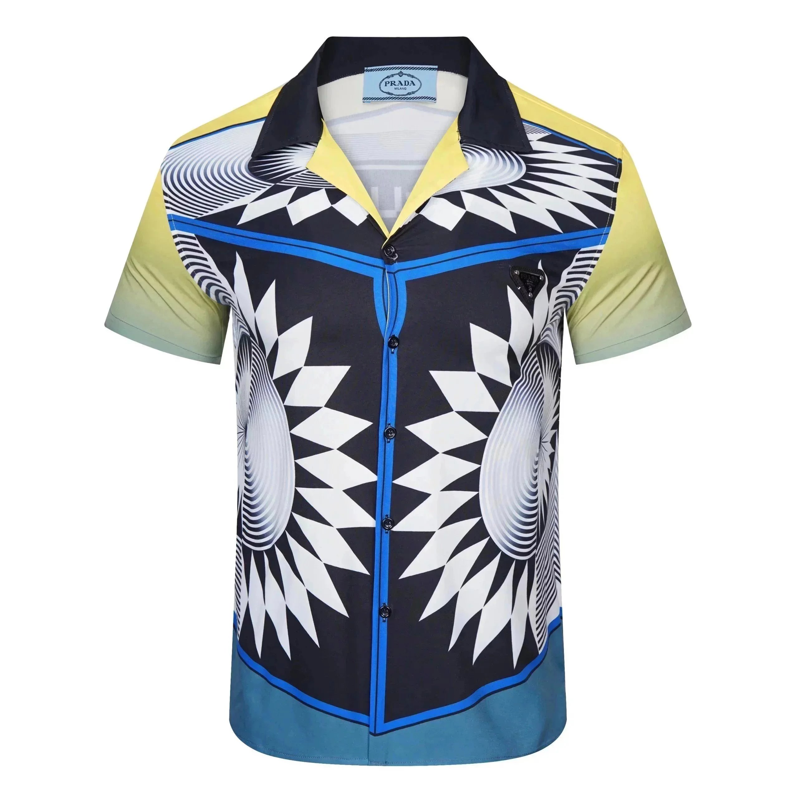 Prada Shirts Short-Sleeve Printed Button-Up Shirt — 17