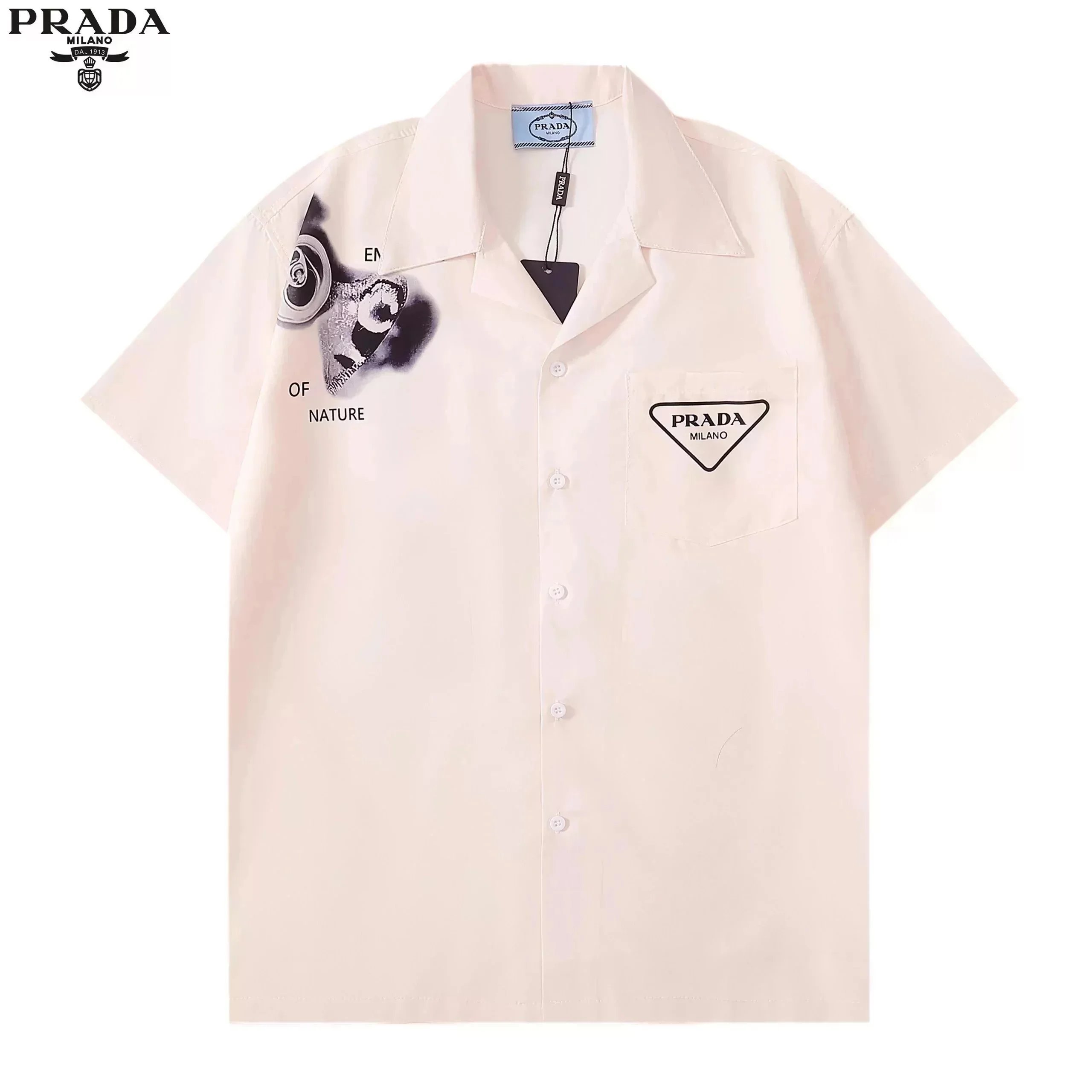 Prada Shirts Short-Sleeve Printed Button-Up Shirt — 16