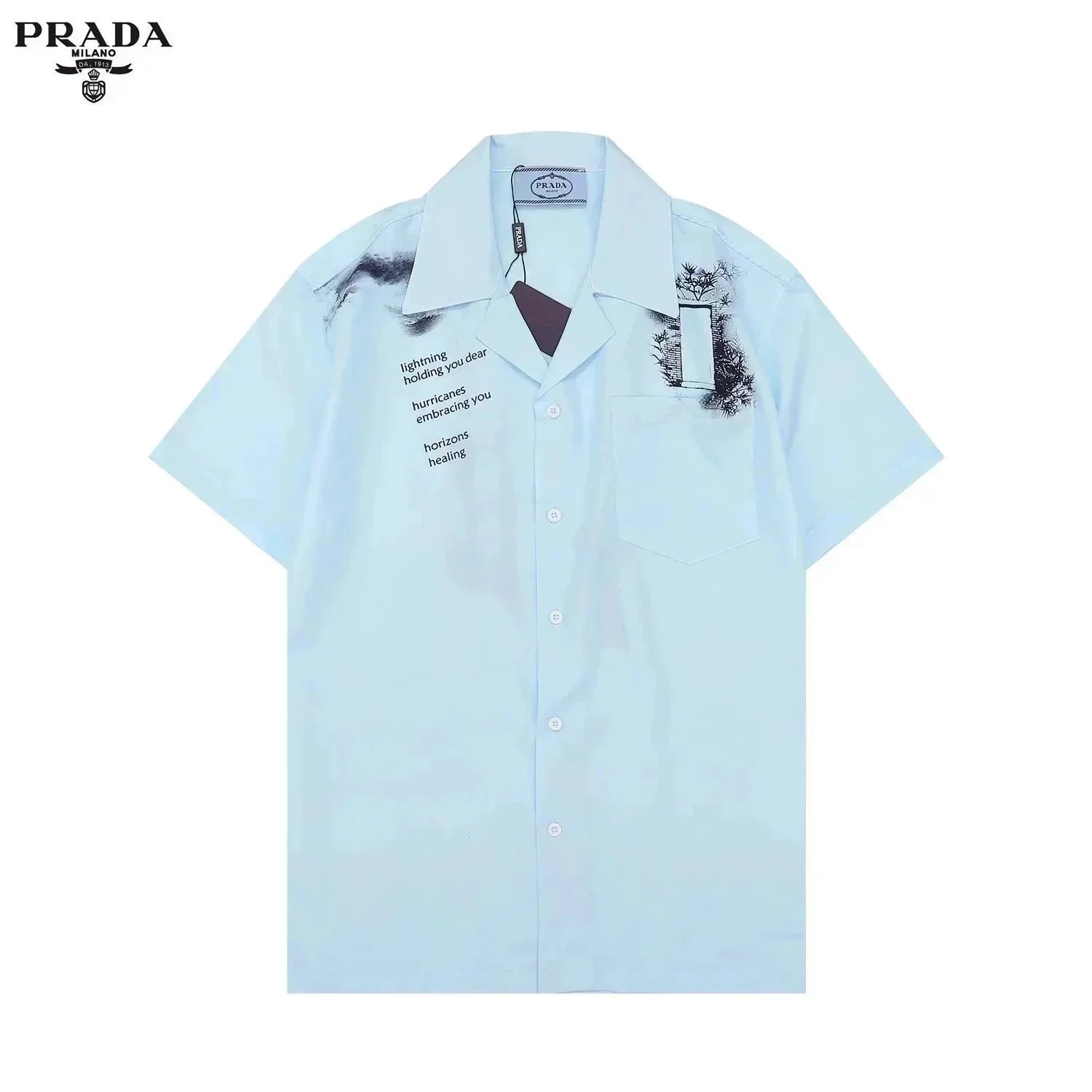 Prada Shirts Short-Sleeve Printed Button-Up Shirt — 26