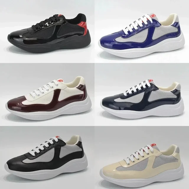 Unbranded Sneakers Low-top lace-up with mesh panels and glossy overlays product detail image 1
