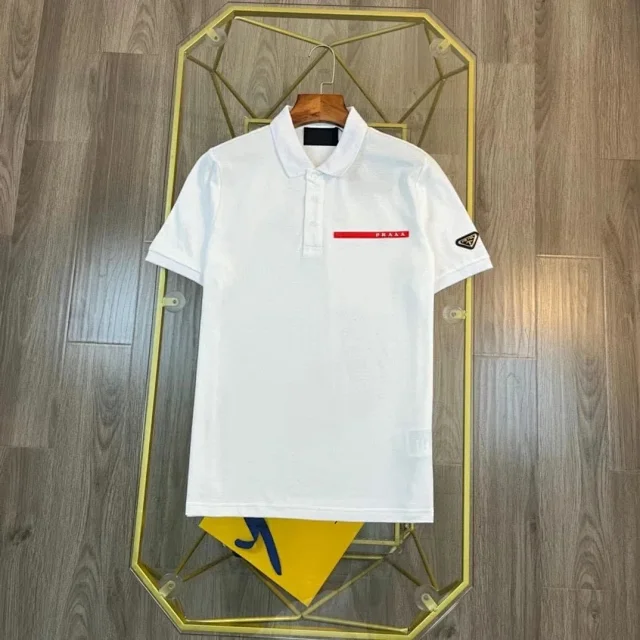 Prada Shirts Short-Sleeve Polo Shirt with Triangle Logo product detail image 3