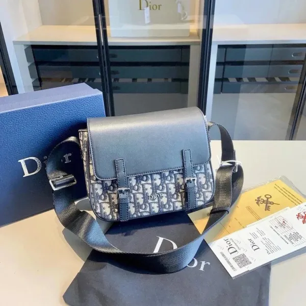 Dior Book Tote Oblique Blue Gray Crossbody Bag - 1