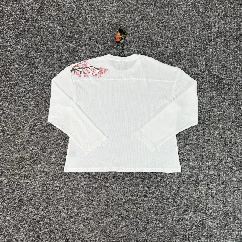 Other T-shirt Cherry Blossom Embroidery Waffle White