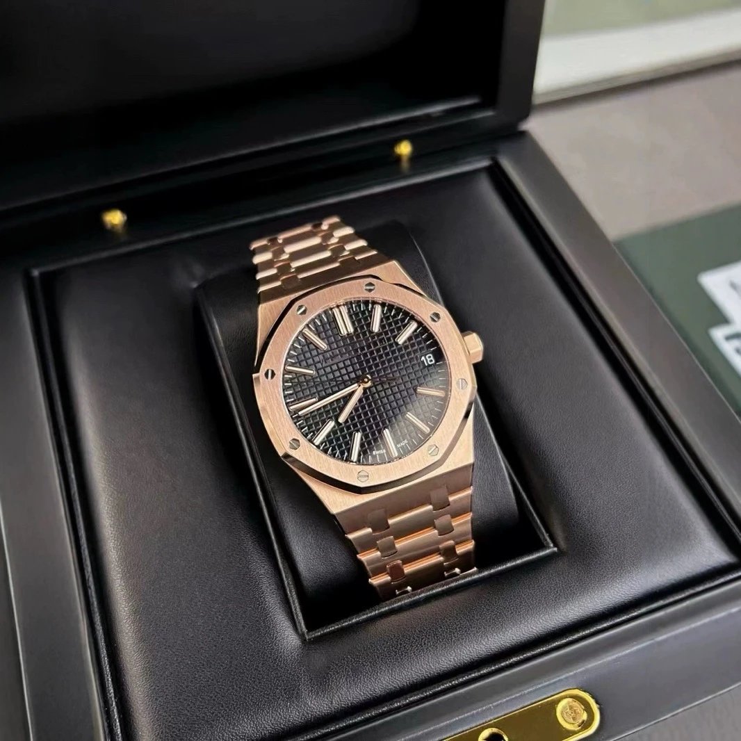 【 DX106-1 】 Fashionable Men's Watch Style Royal Oak Fully Automatic Mechanical Transparent Night Light Men's Watch Steel Belt