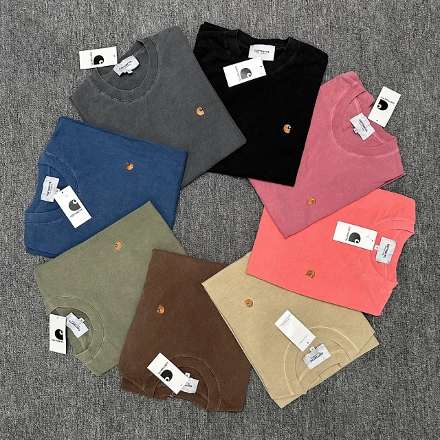 Carhartt T-Shirts Washed crew-neck T-shirt with embroidered chest logo product detail image 1