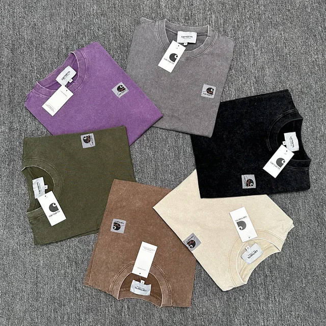 Carhartt T-Shirts Washed crew-neck T-shirt with embroidered chest logo product detail image 4